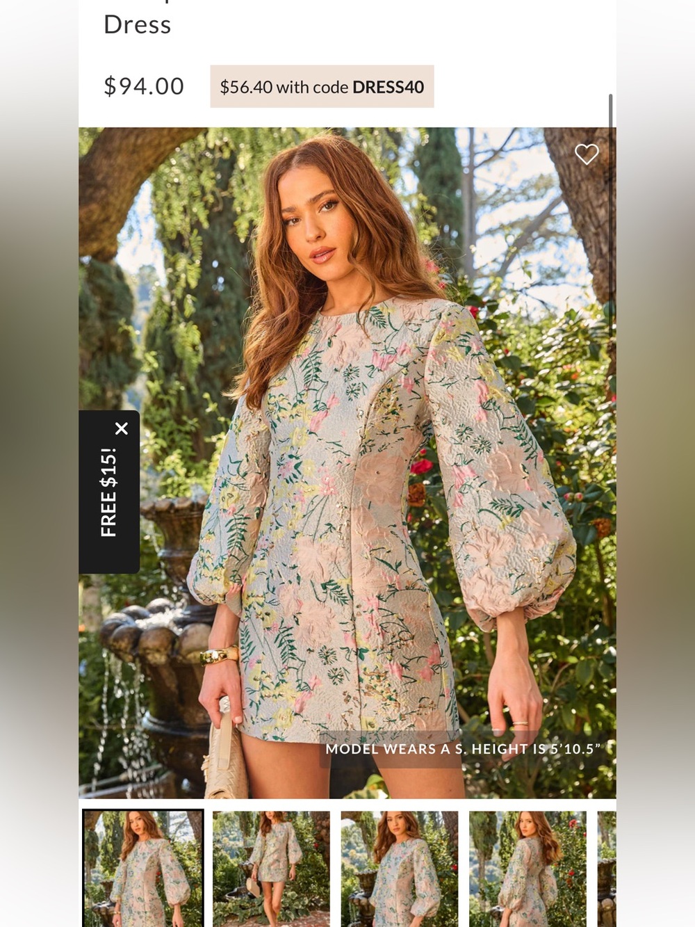 Vici Pastel Floral Jacquard Mini Dress in Blush and Mint